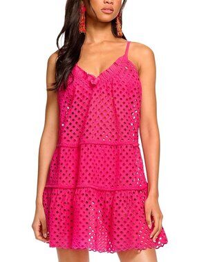 265$ Ramy Brook Marg Strappy Swim Cover-up Dress Sleeveless Size XL Bright Pink